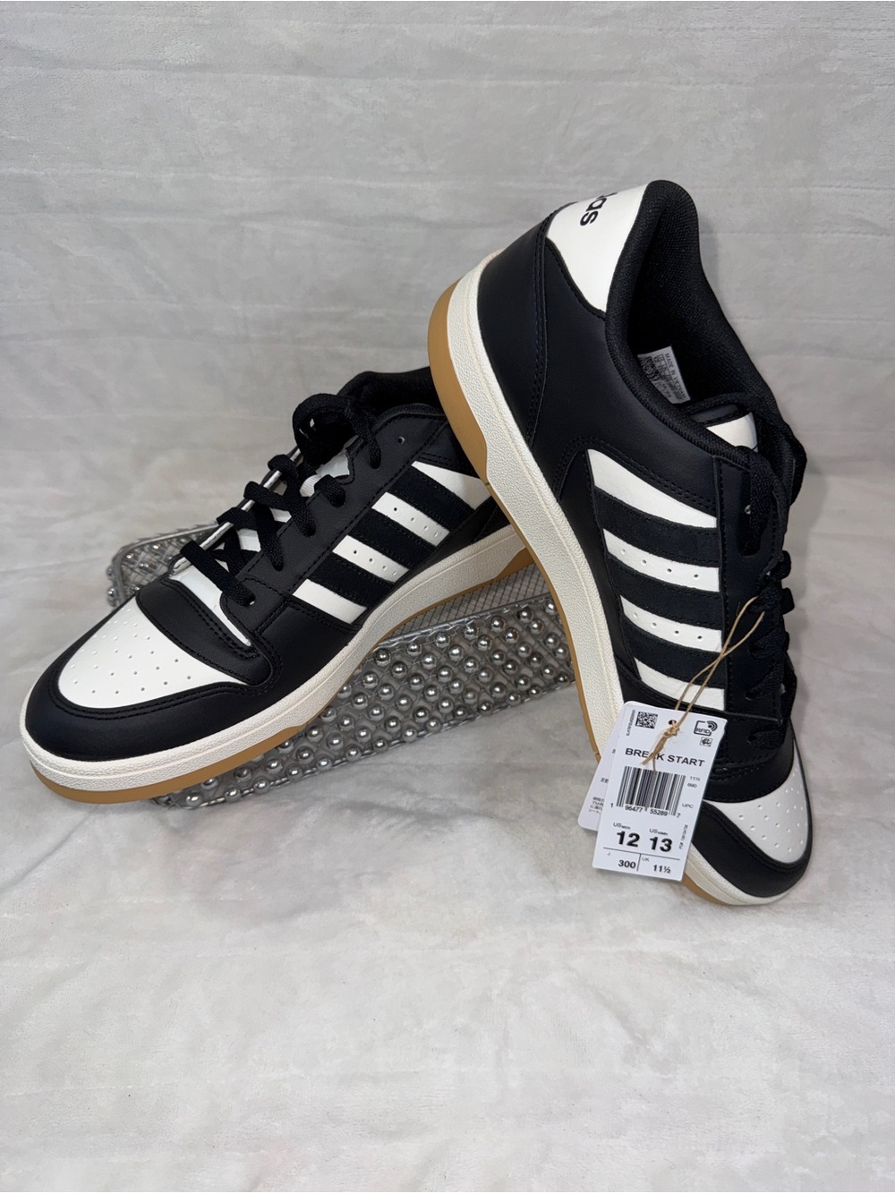 Adidas Break Start Black White Gum Sneakers Men 12 Women 13 NWT